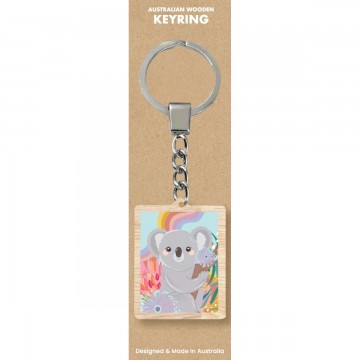 Wooden Keyring | Rainbow Koala